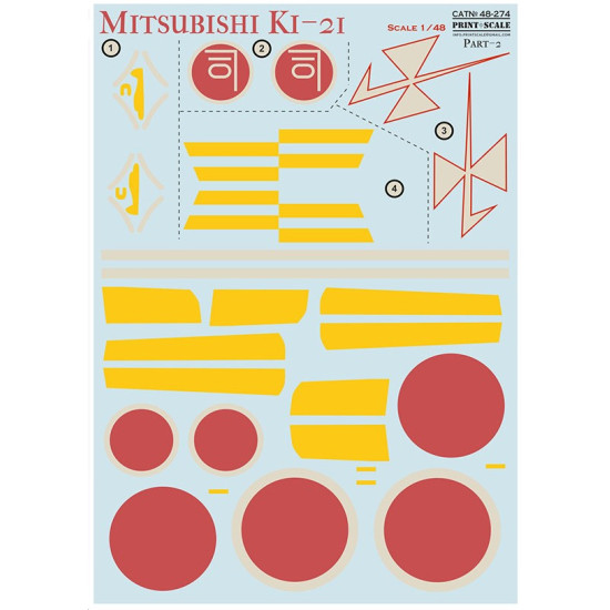 Print Scale 48-274 1/48 Decal For Mitsubishi Ki 21 Part 2