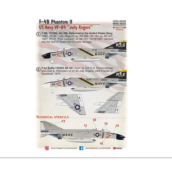 Print Scale 48-293 1/48 F 4b Phantom Ii. Us Navy Vf 84 Jolly Rogers. Part 2