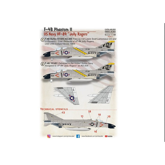 Print Scale 48-300 1/48 F 4b Phantom Ii Us Navy Vf 84 Jolly Rogers