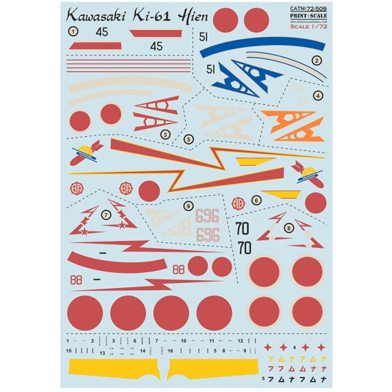 Print Scale 72-509 1/72 Decal For Kawasaki Ki 61. Part 2