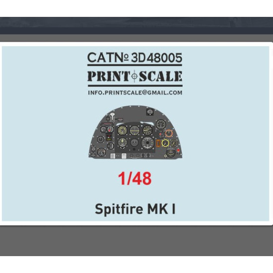 Print Scale 3d48005 1/48 Instrumental Panel Spitfire Mk. L