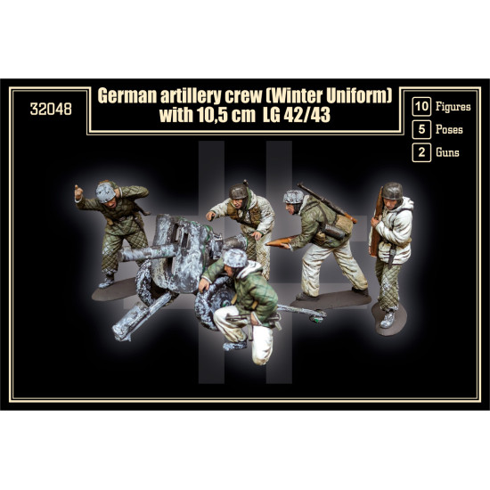 Mars Figures 32048 1/32 German Artillery Crew Winter Uniform And 10.5cm Lg 42/43