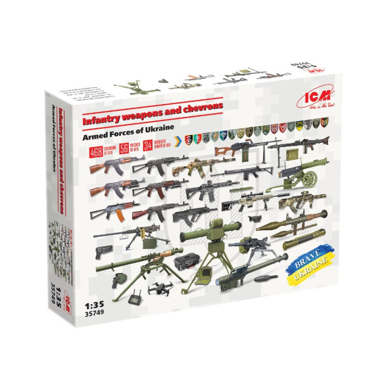 Icm 35749 1/35 Infantry Weapons And Chevrons Armed Forces Of Ukraine