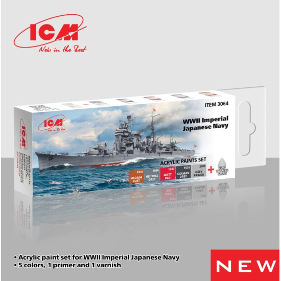 Icm 3064 Acrylic Paints Set For Wwii Imperial Japanese Navy 6 Pcs In Kit