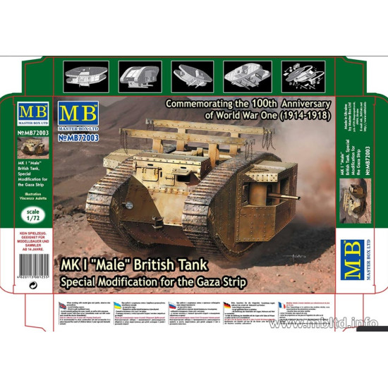 Master Box 72003 1/72 Mk I Male British Tank Special Modification For The Gaza Strip