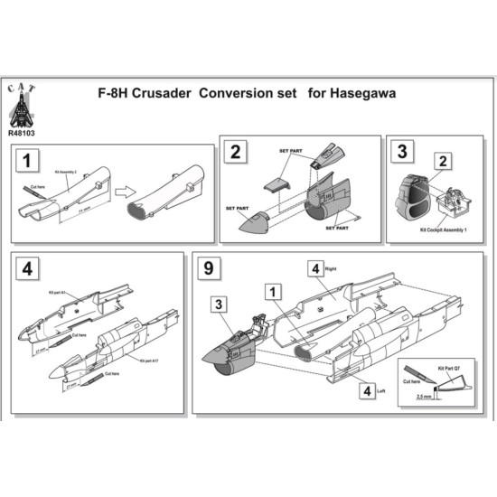 Cat4-r48103 1/48 F8h Crusader Conversion Set For Hasegawa Aircraft Accessories