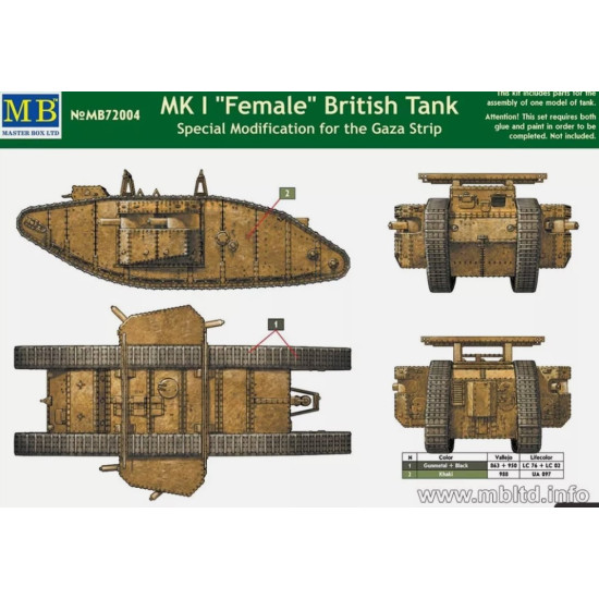 Master Box 72004 1/72 Mki Female British Tank Special Modification For Gazastrip