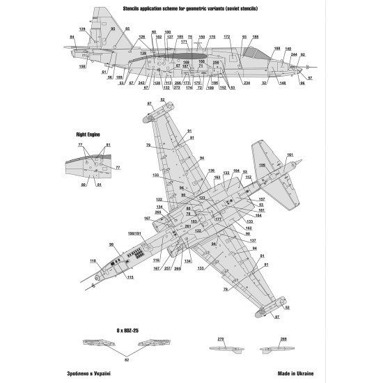 Foxbot 48-065 1/48 Stencils For Ukranian Sukhoi Su25 Revell Kp Oez Smer Mistercraft Kits