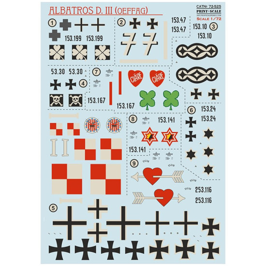 Print Scale 72-525 1/72 Decal For Albatros D.iii Oefag