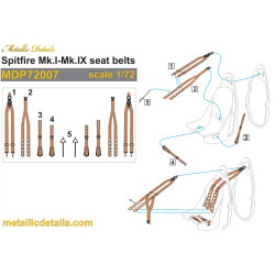 Metallic Details Mdp72007 1/72 Spitfire Mk.i Mk.ix Seat Belts Aircraft Kit