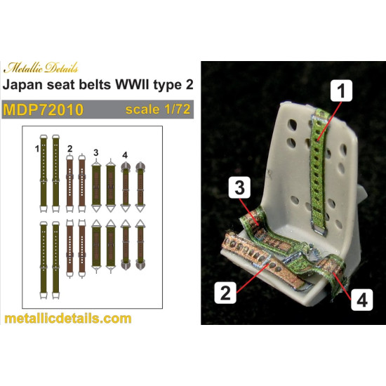 Metallic Details Mdp72010 1/72 Japan Seat Belts Wwii Type 2 Aircraft Kit