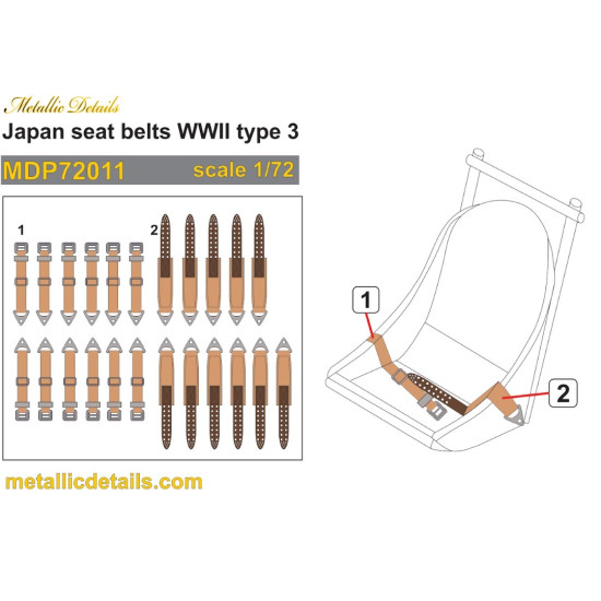 Metallic Details Mdp72011 1/72 Japan Seat Belts Wwii Type 3 Aircraft Kit