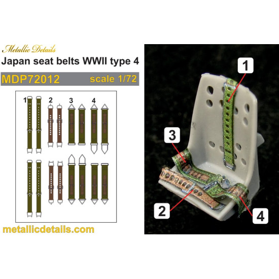 Metallic Details Mdp72012 1/72 Japan Seat Belts Wwii Type 4 Aircraft Kit