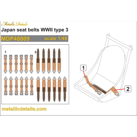 Metallic Details Mdp48009 1/48 Japan Seat Belts Wwii Type3 Aircraft Kit