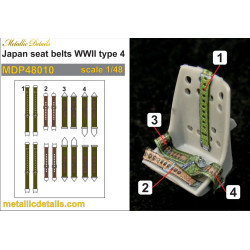 Metallic Details Mdp48010 1/48 Japan Seat Belts Wwii Type 4 Aircraft Kit