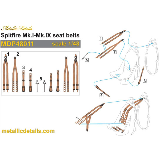 Metallic Details Mdp48011 1/48 Spitfire Mk.i Mk.ix Seat Belts Aircraft Kit