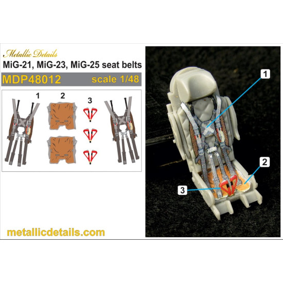 Metallic Details Mdp48012 1/48 Mig21 Mig23 Mig25 Seat Belts Aircraft Kit