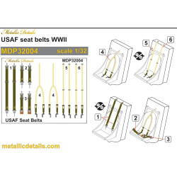 Metallic Details Mdp32004 1/32 Usaf Seat Belts Wwii Aircraft Accessories