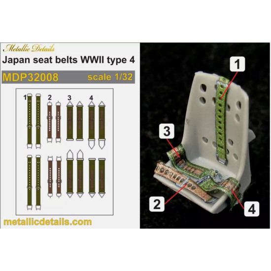 Metallic Details Mdp32008 1/32 Japan Seat Belts Wwii Type 4 Aircraft Accessories