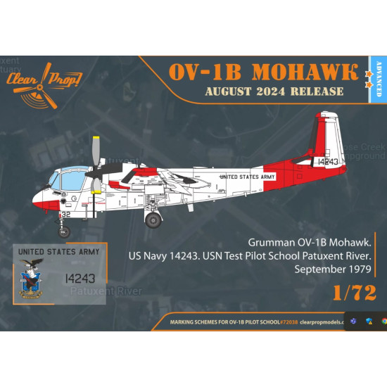 Clear Prop 72038 1/72 Ov 1b Mohawk Pilot School Plastic Model Aircraft