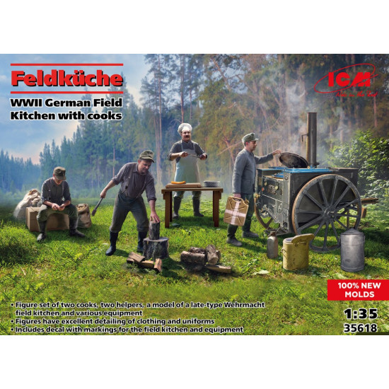 Icm 35618 1/35 Feldkuche Wwii German Field Kitchen With Cooks