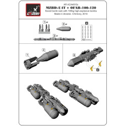 Armory Aca4810c 1/48 Mzbd-4ut W/ 4x Ofab-100-120 Soviet High-explosive Bombs Resin Ordnance Set W/ Pe Parts