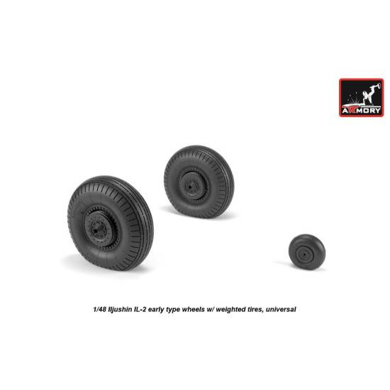 Armory Aw48034 1/48 Iljushin Il-2 Bark Early Type Wheels W/ Weighted Tires