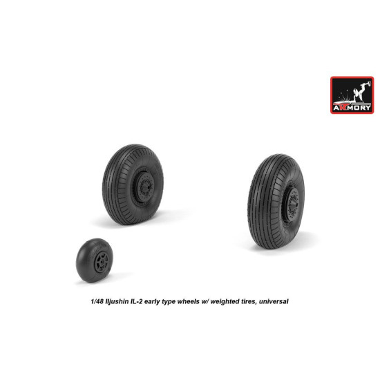 Armory Aw48034 1/48 Iljushin Il-2 Bark Early Type Wheels W/ Weighted Tires