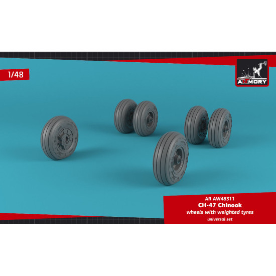 Armory Aw48311 1/48 Ch-47 Chinook Wheels W/ Weighted Tires