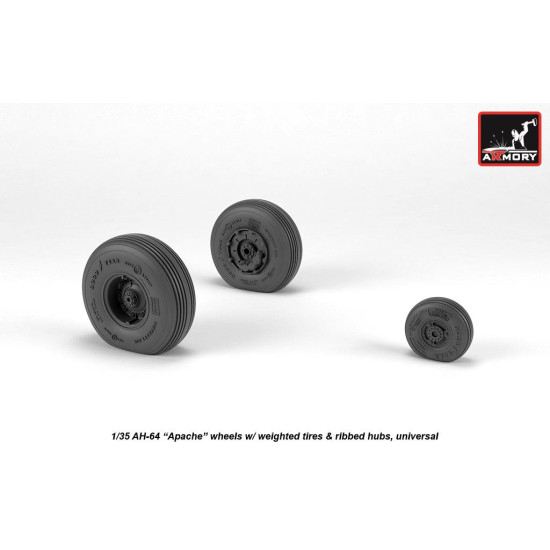 Armory Aw35304 1/35 Ah-64 Apache Wheels W/ Weighted Tires Ribbed Hubs