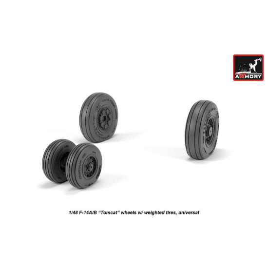 Armory Aw48326 1/48 F-14a/B Tomcat Early Type Wheels W/ Weighted Tires