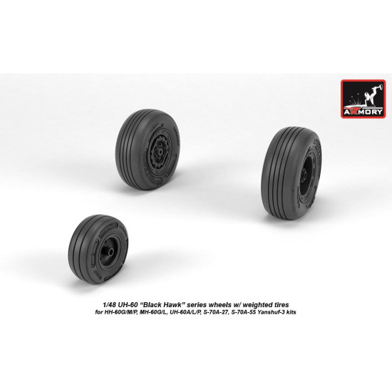 Armory Aw48329 1/48 Uh-60 Black Hawk Wheels W/ Weighted Tires