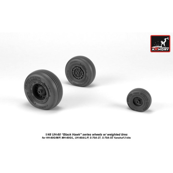 Armory Aw48329 1/48 Uh-60 Black Hawk Wheels W/ Weighted Tires