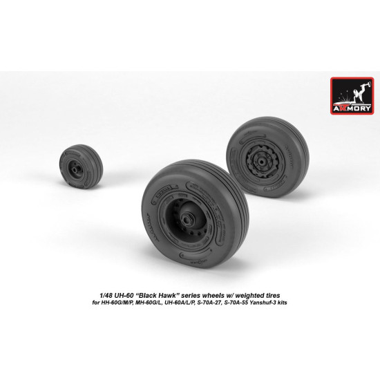 Armory Aw48329 1/48 Uh-60 Black Hawk Wheels W/ Weighted Tires