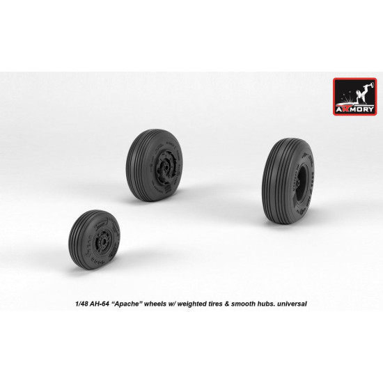 Armory Aw48330 1/48 Ah-64 Apache Wheels W/ Weighted Tires Smooth Hubs