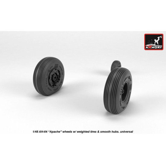 Armory Aw48330 1/48 Ah-64 Apache Wheels W/ Weighted Tires Smooth Hubs