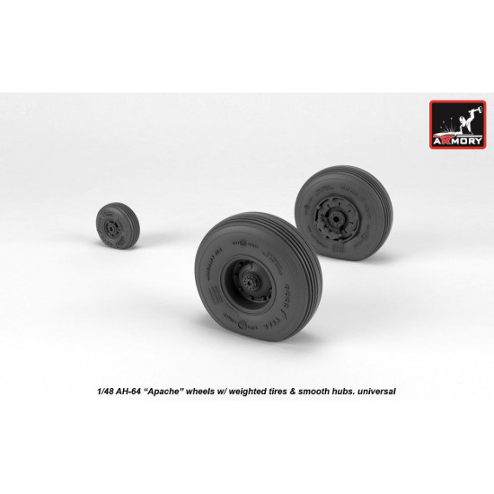 Armory Aw48330 1/48 Ah-64 Apache Wheels W/ Weighted Tires Smooth Hubs