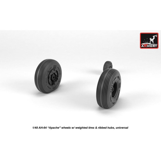 Armory Aw48331 1/48 Ah-64 Apache Wheels W/ Weighted Tires Ribbed Hubs