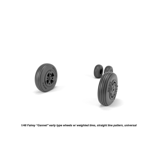 Armory Aw48410 1/48 Fairey Gannet Early Type Wheels W/ Weighted Tires Of Straight Tire Pattern