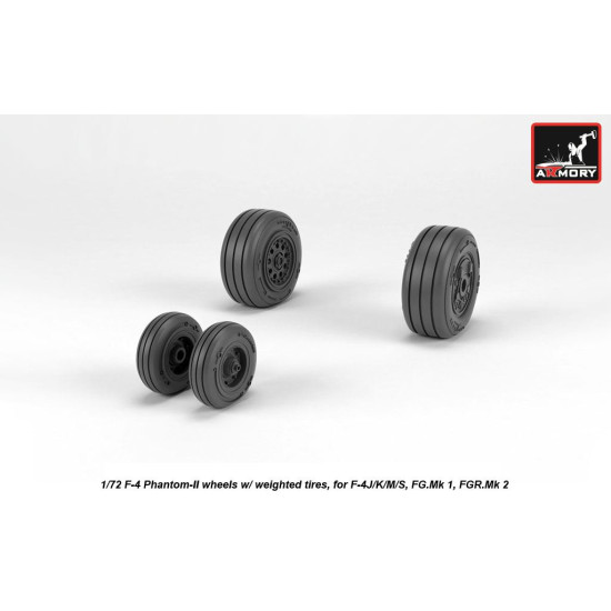 Armory Aw72330 1/72 F-4 Phantom-ii Wheels W/ Weighted Tires Late