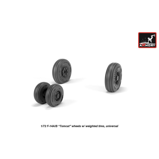 Armory Aw72331 1/72 F-14a/B Tomcat Early Type Wheels W/ Weighted Tires