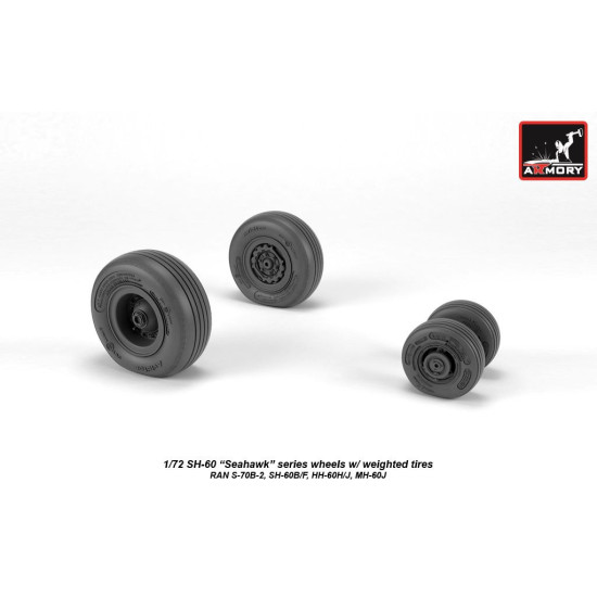 Armory Aw72333 1/72 Sh-60 Seahawk Wheels W/ Weighted Tires