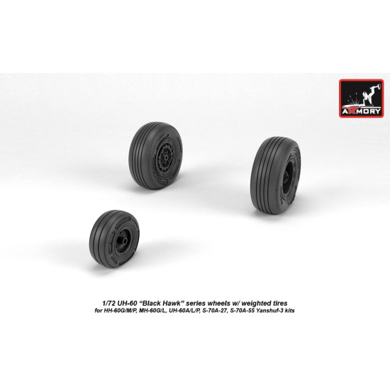 Armory Aw72334 1/72 Uh-60 Black Hawk Wheels W/ Weighted Tires