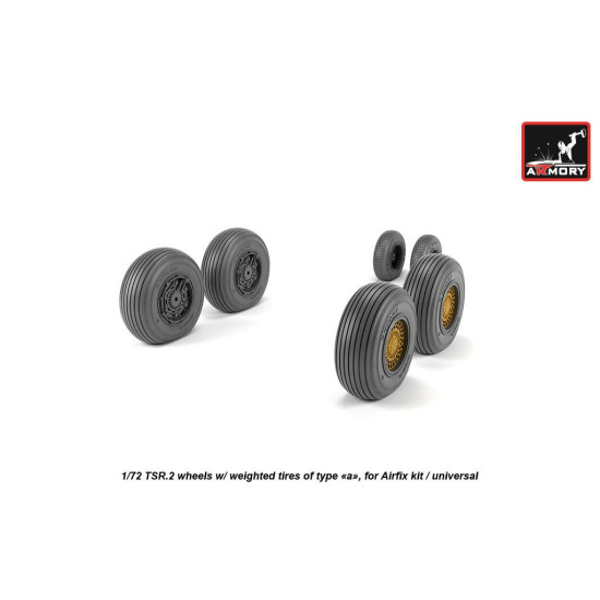 Armory Aw72414 1/72 Bac Tsr.2 Wheels W/ Weighted Tires, Type A Dl