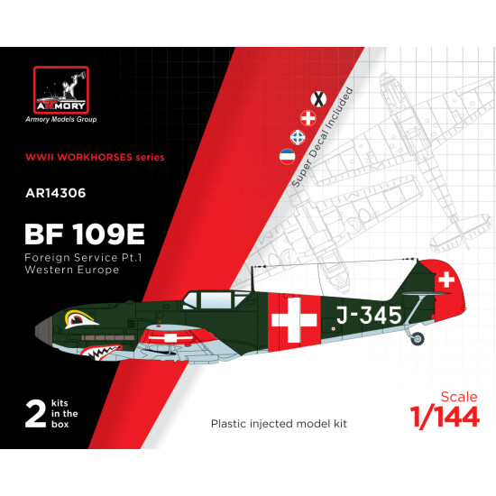 Armory 14306 1/144 Messerschmitt Bf 109e Foreign Service Aces Pt.1 Spain Switzeland Yugoslavia Serbia