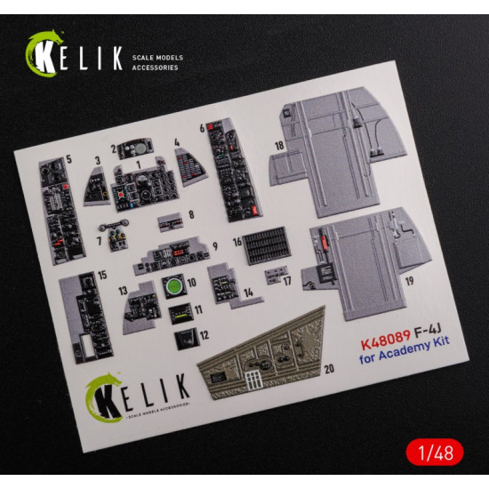 Kelik K48089 1/48 F 4j Phantom Ii Interior 3d Decals For Academy Kit