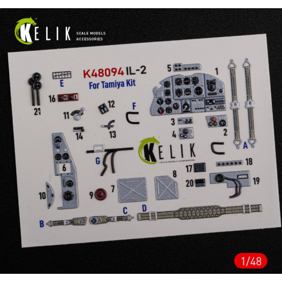 Kelik K48094 1/48 Il 2 Shturmovik Interior 3d Decals For Tamiya Kit