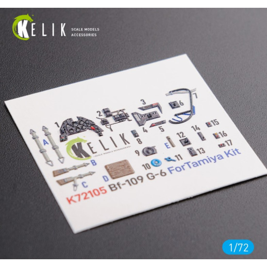 Kelik K72105 1/72 Bf109 G 6 Interior 3d Decals For Tamiya Kit