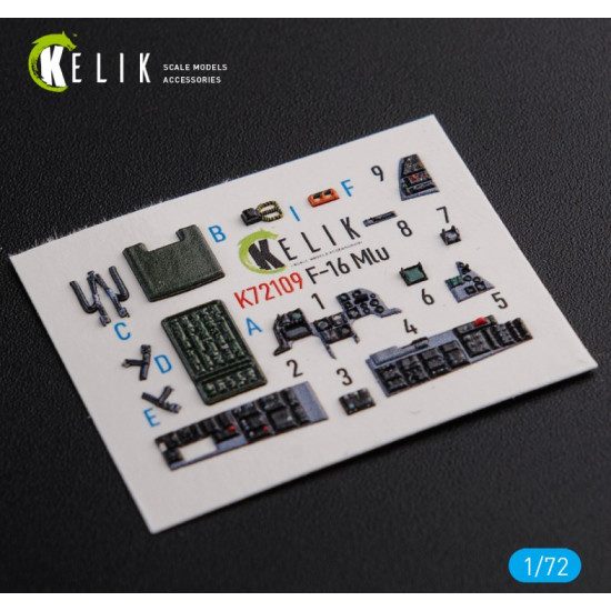 Kelik K72109 1/72 F 16 Mlu Interior 3d Decals For Revell Kit