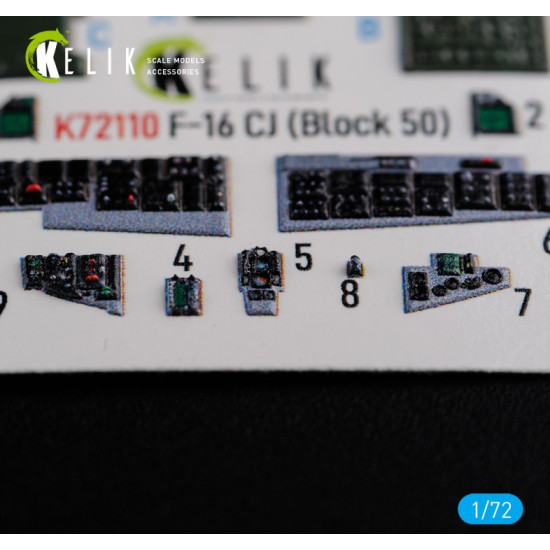 Kelik K72110 1/72 F16 Cj Block 50 Interior 3d Decals For Tamiya Kit